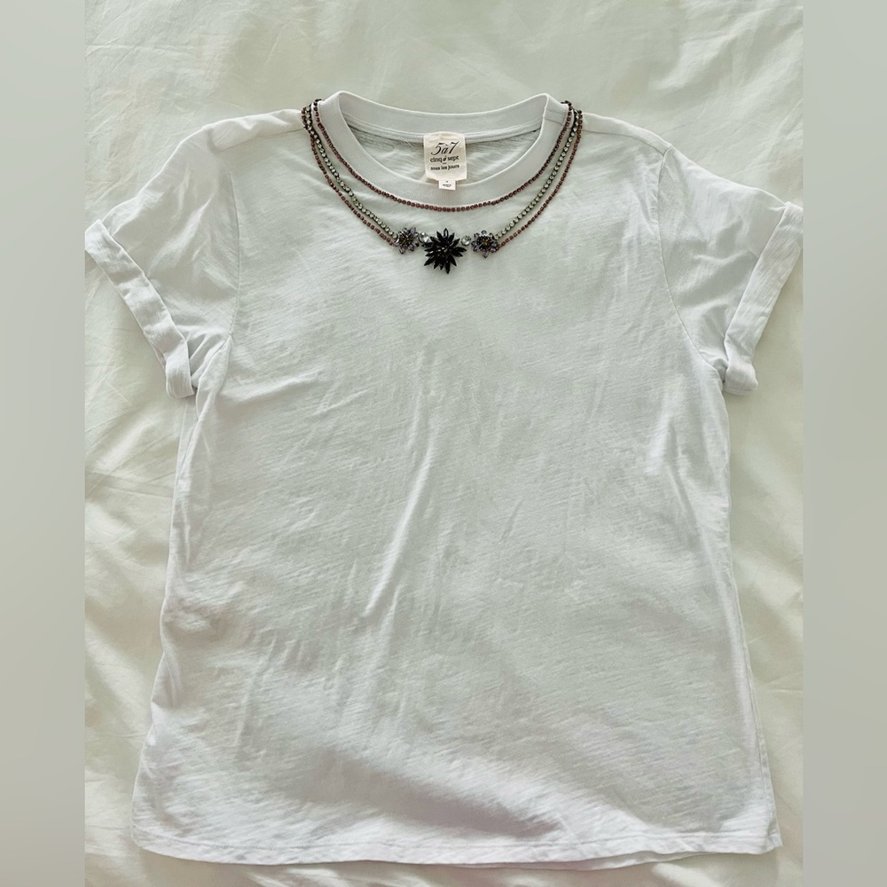 Cinq a Sept Rhinestone Detail Tee
